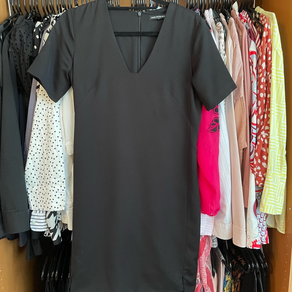 Saks Fifth Ave black sheath dress
